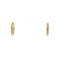  14k Yellow Gold CZ Diamond Cut Hoop Earrings