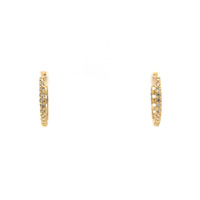  14k Yellow Gold CZ Diamond Cut Hoop Earrings