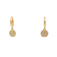  14k Yellow Gold CZ Cluster Dangle Earrings