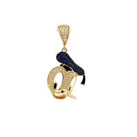  14k White & Blue CZ Donald Duck Pendant 