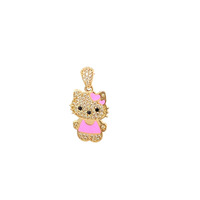  14k Yellow Gold, White CZ Hello Kitty Charm