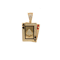  14K Yellow Gold Playing Cards Pendant 