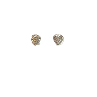 14k White Gold Diamond Cut Heart Shape Stud Earrings