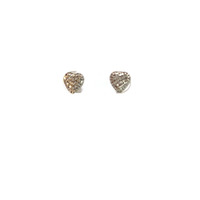 14k White Gold Diamond Cut Heart Shape Stud Earrings