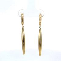 14k Yellow Gold Huggie Dangle Earrings 