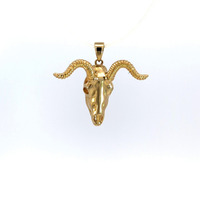 14Kt Yellow Gold Goat Skull 