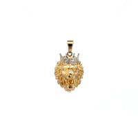 14kt Two-tone Lion Head with Crown Pendant