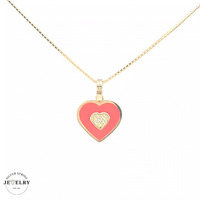 14KT Enamel Red Heart Yellow Gold Pendant (CHAIN IS NOT INCLUDED)
