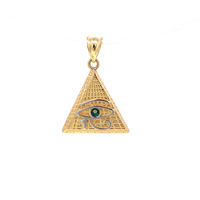  14K Two-Tone Gold Eye of Horus Pyramid Charm 