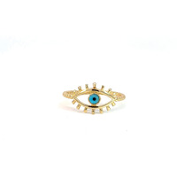  14K Yellow Gold Evil Eye Ring 