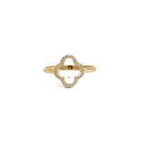 14K  Yellow Gold Cz Clover Ring 