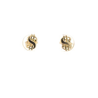 14k Yellow Gold Money Sign Stud Earring