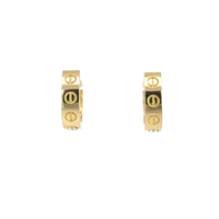 14k Yellow Gold Love Lock Huggies Earrings