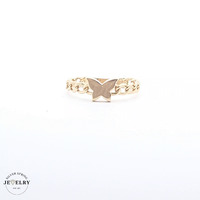 14KT Butterfly Cuban Ring Yellow Gold, Size 7