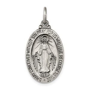 Sterling Silver Antiqued Miraculous Medal 2.2g