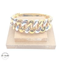  18KT Hollow Cuban Bangle Two Tone 20mm