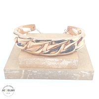 18KT Hollow Cuban Bangle Rose Gold 15mm