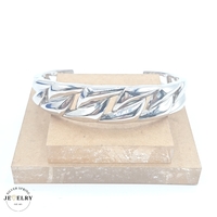  18KT Hollow Cuban Bangle White Gold 15mm