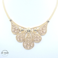  18KT Statement Ornament Floral Necklace Two Tone 18 Inches