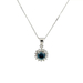  14K White Gold 0.50ct Teal Blue Diamond Halo Necklace With 18" Chain Diamond