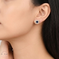  14k Diamond and Sapphire Stud Earrings 