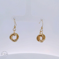 10K Yellow Gold Multi-Circled Dangled Earrings