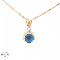 14KT Blue Evil Eye Pendant Yellow Gold 9mm (CHAIN IS NOT INCLUDED)