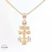  14KT Caravaca Cross Pendant Tricolor, 11mm (CHAIN IS NOT INCLUDED)