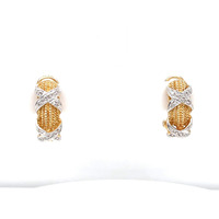  14kt Two-Tone Clip Back Fancy Earrings W/Aprox .10ct Diamonds