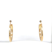 10kt Yellow Gold 2.20g Greek Style Hoop Earrings, 1"