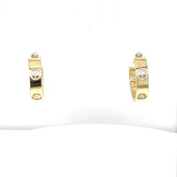 14kt Yellow Gold Love Screw Huggie Earrings