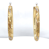  14k Two-Toned Diamond Cut Hoop Earrings