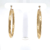 14kt Yellow Gold Diamond Cut Hoop Earrings