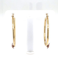   14kt Tri-Color Diamond Cut Flower Hoop Earrings