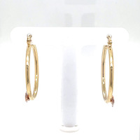  14kt Tri-Color Diamond Cut Flower Hoop Earrings