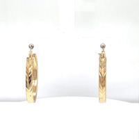  14kt Two-Tone Diamond Cut Hoop Earrings