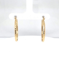  14kt Yellow Gold Diamond Cut Hoop Earrings