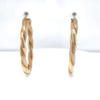  14kt Yellow Gold Twisted Oval Hoop Earrings