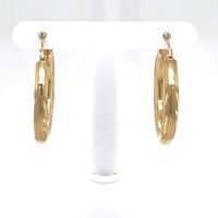 14kt Yellow Gold Diamond Cut Hoop Earrings