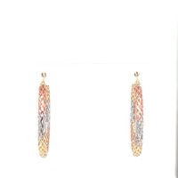 14kt Tri-Color Net Hoop Earrings