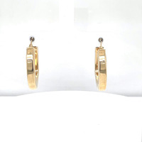  14kt Yellow Gold Rounded Square Hoop Earrings