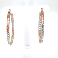 14kt Tri-Color Net Hoop Earrings