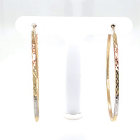 14kt Tri-Color Hoop Earrings