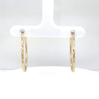 14kt Yellow Gold Diamond Cut Hoop Earrings