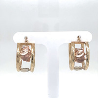 14kt Tri-Color Elephant Hoop Earrings, 0.75''