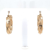  14kt Yellow Gold 3.60g Twisted Hoop Earrings, 1"