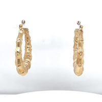 14kt Yellow Gold Bamboo Hoop Earrings