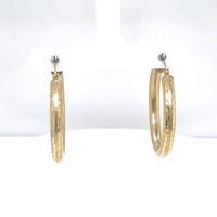  14kt Yellow Gold Diamond Cut Hoop Earrings