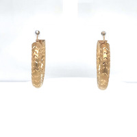  14kt Yellow Gold Diamond Cut Hoop Earrings