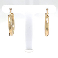 14kt Tri-Color Diamond Cut Virgin Mary Hoop Earrings